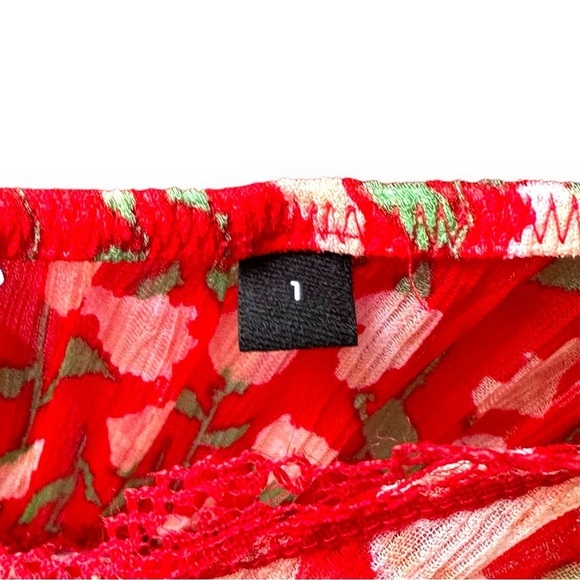 THE KOOPLES | Sheer Floral Print Cami Scallop Edge Red Small/1 - Picture 7 of 11